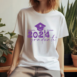 2024年パーソナライズされた大学院パープル Tシャツ