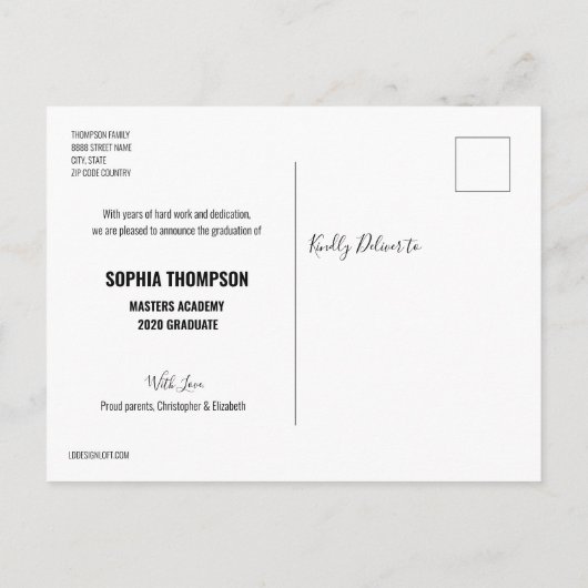 2024年パーソナライズされた大学院写真研究科名 案内ポストカード (裏面)