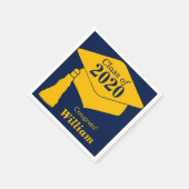 2024年パーソナライズされた海軍金ゴールドのクラス スタンダードカクテルナプキン (角)