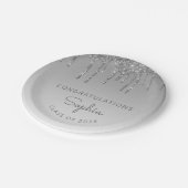 2024年パーソナライズ シルバーグリッター ドリップ 卒業 ペーパープレート (アングル)