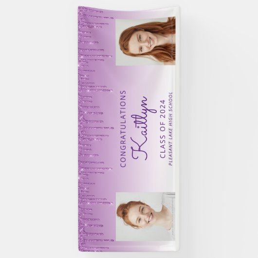 2024年パープルグリッター2写真卒業 横断幕 (縦)