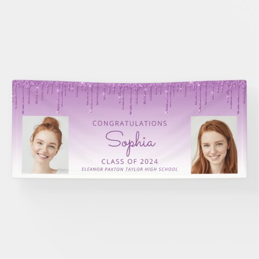 2024年パープルグリッター2写真卒業 横断幕 (横)