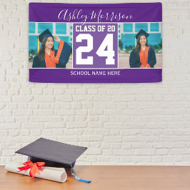 2024年パープルモダン卒業写真王室ののクラス 横断幕