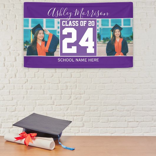 2024年パープルモダン卒業写真王室ののクラス 横断幕
