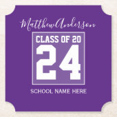2024年パープルモダン卒業王室のパーティーのクラス ペーパーコースター (正面)