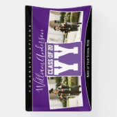 2024年パープル王室のブラック卒業写真のクラス 横断幕 (縦)