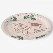 2024年ピンク赤面フローラ卒業パーティーのクラス ペーパープレート (アングル)