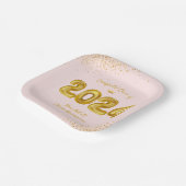 2024年ピンク金ゴールドバルーンの卒業クラスカスタム ペーパープレート (傾斜あり)