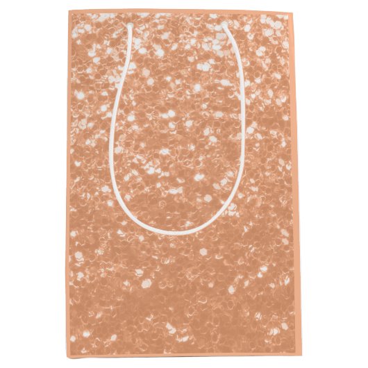 2024年フェイクのスパークリーな桃のキラキラ色 ミディアムペーパーバッグ (正面)