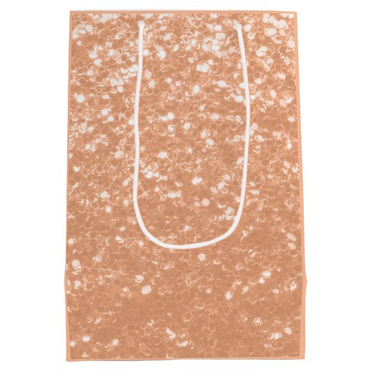 2024年フェイクのスパークリーな桃のキラキラ色 ミディアムペーパーバッグ (裏面)