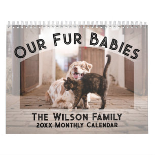 2024年フォトカレンダー：毛皮のベビー、ペット、犬、猫 カレンダー