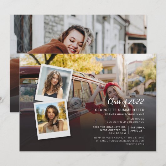 2024年フォトコラージュ卒業パーティー 招待状 (正面/裏面)