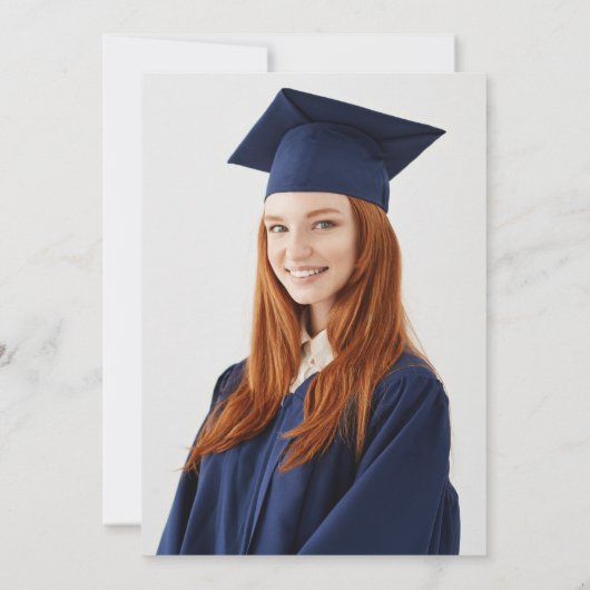 2024年フォトネイビーブルーキャップモダン卒業パーティー 招待状 (裏面)