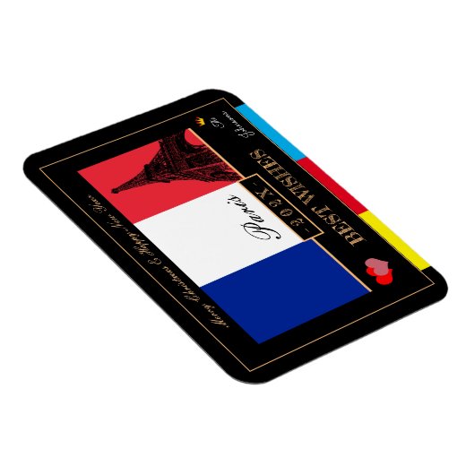 2024年フランスの国旗とエッフェルハッピーニューイヤー，フランス マグネット (右側)