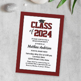 2024年ブルゴーニュエレガントダークレッド卒業クラス 招待状