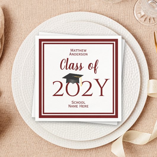 2024年ブルゴーニュ大学院卒業パーティーのクラス スタンダードカクテルナプキン