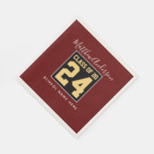 2024年ブルゴーニュ・ブラックと金ゴールド卒業 スタンダードランチョンナプキン (角)