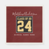 2024年ブルゴーニュ・ブラックと金ゴールド卒業 スタンダードランチョンナプキン (正面)