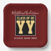 2024年ブルゴーニュ・ブラックと金ゴールド卒業 ペーパープレート (正面)