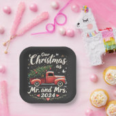 2024年マッチングカップルのミスターとミセスとしてのクリスマス ペーパープレート (パーティー)