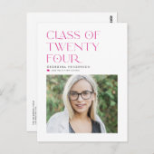 2024年ミニマルモダンスト卒業ピンククラス ポストカード (正面/裏面)