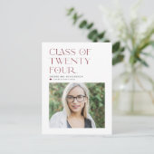 2024年ミニマル卒業モダンの赤クラス ポストカード (スタンド正面)