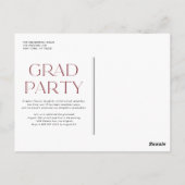 2024年ミニマル卒業モダンの赤クラス ポストカード (裏面)