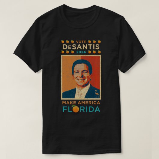 2024年メイクアメリカ大統領にRon DeSantisの投票 Tシャツ (デザイン正面)