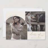 2024年モダンのアーチクリームクラス3写真卒業 案内状 (正面)