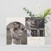 2024年モダンのアーチクリームクラス3写真卒業 案内状 (スタンド正面)