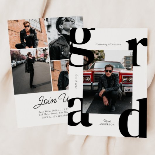 2024年モダンのタイポグラフィクラス卒業 招待状