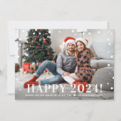 2024年モダンのハッピーニューイヤー真夜中の紙吹雪写真 シーズンカード (正面)