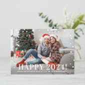 2024年モダンのハッピーニューイヤー真夜中の紙吹雪写真 シーズンカード (スタンド正面)