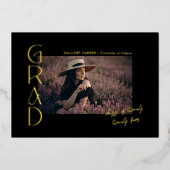 2024年モダンのミニマル授業6写真卒業 箔招待状 (正面)