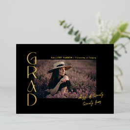 2024年モダンのミニマル授業6写真卒業 箔招待状