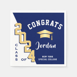 2024年モダンゴールデンブルー卒業パーティーのクラス スタンダードカクテルナプキン