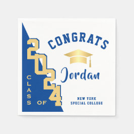 2024年モダンゴールデンブルー卒業パーティーのクラス スタンダードカクテルナプキン