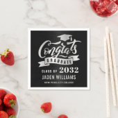 2024年モダンシルバー・ブラック卒業パーティーのクラス スタンダードカクテルナプキン (インサイチュ)
