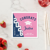 2024年モダンネイビーピンク卒業式パーティーのクラス スタンダードカクテルナプキン (インサイチュ)