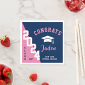 2024年モダンネイビーピンク卒業式パーティーのクラス スタンダードカクテルナプキン (インサイチュ)