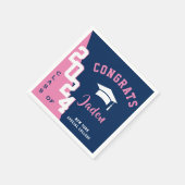 2024年モダンネイビーピンク卒業式パーティーのクラス スタンダードカクテルナプキン (角)