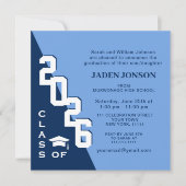 2024年モダンネイビーブルー卒業党のクラス 招待状 (正面)