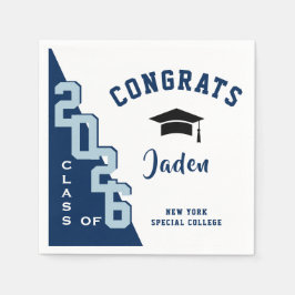 2024年モダンネイビー・グレー卒業パーティーのクラス スタンダードカクテルナプキン