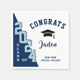 2024年モダンネイビー・グレー卒業パーティーのクラス スタンダードカクテルナプキン
