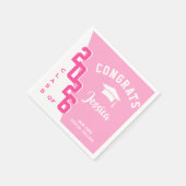 2024年モダンピンクホワイト卒業パーティーのクラス スタンダードカクテルナプキン (角)