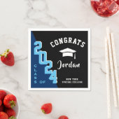 2024年モダンブルーブラック卒業パーティーのクラス スタンダードカクテルナプキン (インサイチュ)