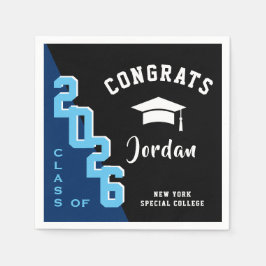 2024年モダンブルーブラック卒業パーティーのクラス スタンダードカクテルナプキン