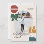 2024年モダンレトロはっきりしたおよびクラス卒業 招待状 (正面)