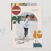 2024年モダンレトロはっきりしたおよびクラス卒業 招待状 (正面/裏面)