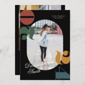 2024年モダンレトロはっきりしたおよびクラス卒業 招待状 (正面/裏面)